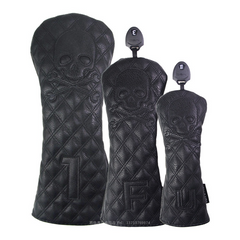 Sleek Black PU Golf Headcovers