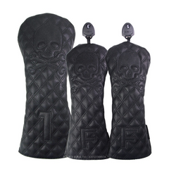Sleek Black PU Golf Headcovers